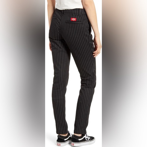 Dickie’s women/girls 4 pocket stretch pinstripe pants - 0/24 black - Picture 2 of 5